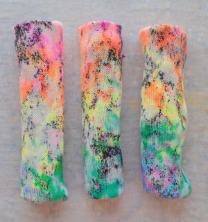 One-Hit Watercolor #020 - gritty neon double rainbow - Rad Sock
