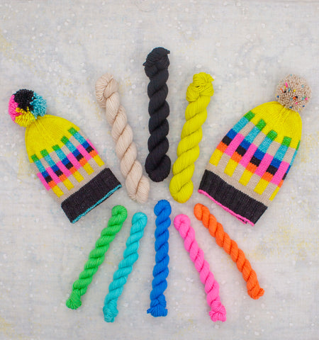 Colourbar Hat yarn kit  •  3x 50g Rad DK half skeins & 5x 20g minis
