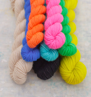 Colourbar Hat yarn kit  •  3x 50g Rad DK half skeins & 5x 20g minis